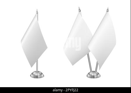 Petit ensemble de drapeaux de table, isolé sur fond blanc. Illustration de Vector EPS10. Banque D'Images