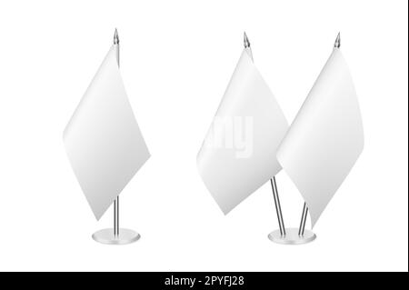 Petit ensemble de drapeaux de table, isolé sur fond blanc. Illustration de Vector EPS10. Banque D'Images