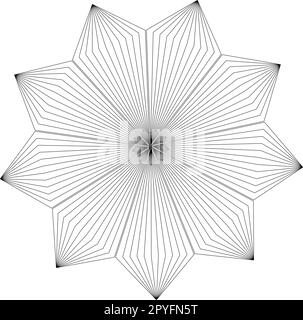 Décoration de fleur texture. Modèle de spirographe. Forme de fleur graphique. Elément floral symétrique harmonique filaire isolé sur fond blanc Illustration de Vecteur
