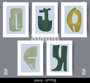 Éléments abstraits formes simples mur art imprimé. Affiche abstraite minimale imprimable. Œuvres d'art murales pour le design intérieur. Fond décoratif contemporain Banque D'Images