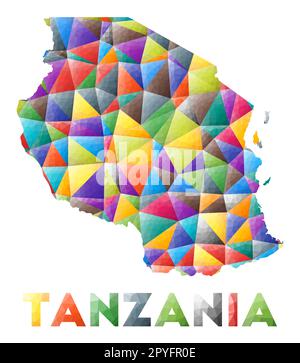 Tanzanie - couleur basse poly pays forme. Triangles géométriques multicolores. Design moderne et tendance. Illustration vectorielle. Illustration de Vecteur