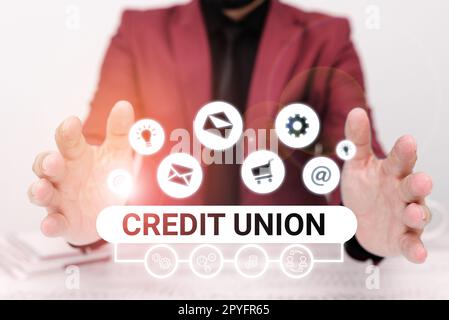 Écriture affichant le texte Credit Union. Concept signifiant association coopérative qui fait de petits prêts aux membres Banque D'Images