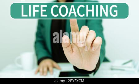 Écriture affichant le texte Life Coaching. Concept Internet améliorer la vie par les défis nous encourage dans nos carrières Banque D'Images