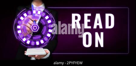 Texte d'écriture lecture activée. Mot pour passer du temps à lire afin de trouver des informations sur quelque chose Banque D'Images