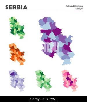 Collection de cartes de Serbie. Frontières de la Serbie pour votre infographie. Régions de couleur. Illustration vectorielle. Illustration de Vecteur