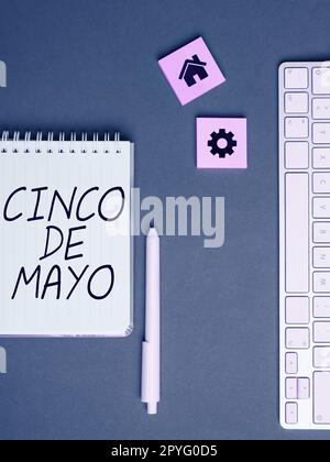 Texte montrant l'inspiration Cinco de Mayo. Concept signifiant fête Mexico-américaine organisée sur 5 mai Banque D'Images