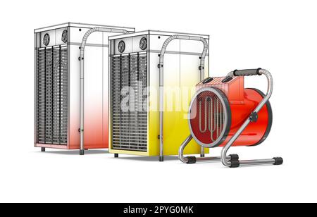 Fans de chaleur industrielle sur un fond blanc. Le rendu 3d. Banque D'Images