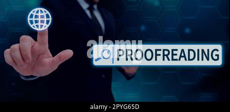 Correction de texte d'écriture manuscrite. Concept Internet acte de lecture et de marquage des fautes d'orthographe, de grammaire et de syntaxe Banque D'Images