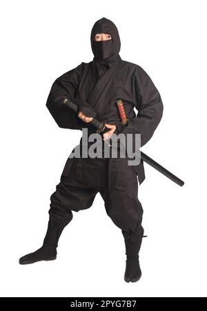 Homme asiatique portant l'uniforme Ninja Martial Arts Banque D'Images