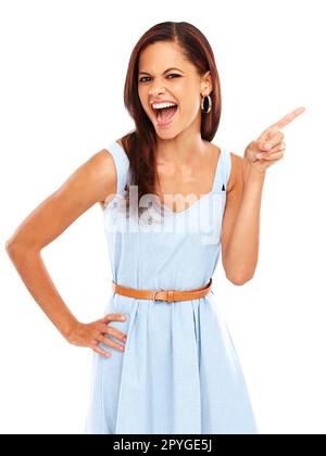 Shes simplement magnifique. Photo en studio d'une jeune femme attrayante isolée sur blanc. Banque D'Images