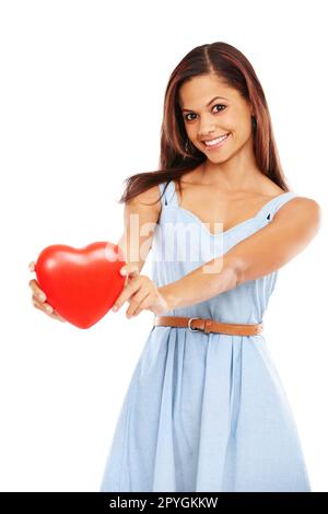 Shes simplement magnifique. Photo en studio d'une jeune femme attrayante isolée sur blanc. Banque D'Images