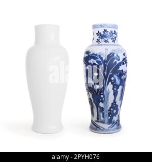 Vases sur fond blanc Banque D'Images