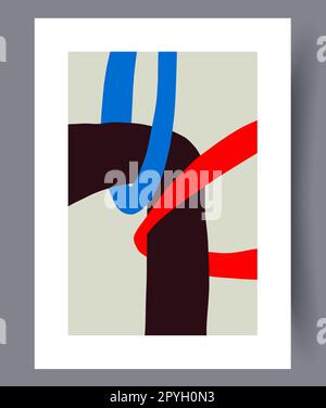 Éléments abstraits formes simples mur art imprimé. Œuvres d'art murales pour le design intérieur. Affiche imprimable sur les éléments abstraits minimaux. Décoration contemporaine Banque D'Images