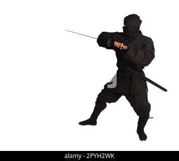 Homme asiatique portant l'uniforme Ninja Martial Arts Banque D'Images