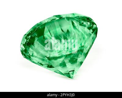 Vert diamant éclatant sur fond blanc Banque D'Images