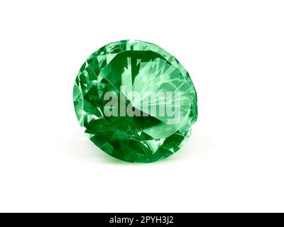 Vert diamant éclatant sur fond blanc Banque D'Images