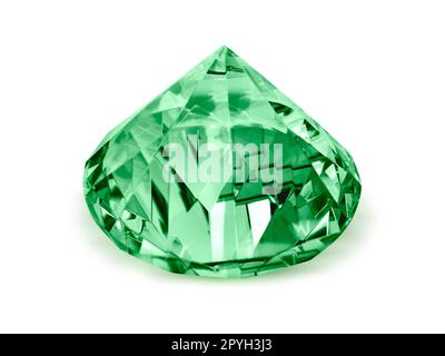 Vert diamant éclatant sur fond blanc Banque D'Images