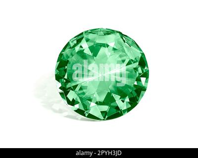 Vert diamant éclatant sur fond blanc Banque D'Images