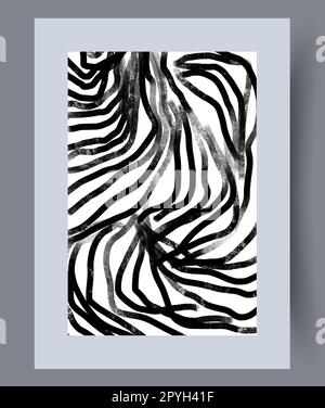 Imprimé mural scandinave à rayures abstraites. Décor contemporain avec chaos. Œuvres d'art murales pour le design intérieur. Imprimable minimale Banque D'Images