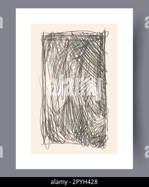 Imprimé mural abstrait postmodernisme graphite chaos. Décor contemporain avec chaos. Poster abstrait postmoderniste minimal imprimable. Banque D'Images