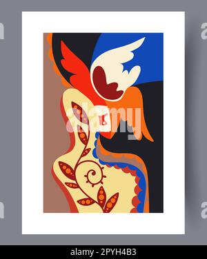 Abstrait imagination brillant postmodernisme mur d'art imprimé. Décor contemporain avec postmodernisme. Œuvres d'art murales pour le design intérieur. PRI Banque D'Images