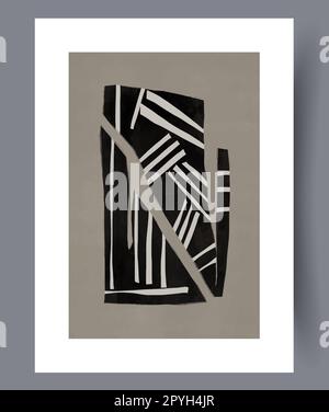 Abstrait postmodernisme chaotiques figures mur d'art imprimé. Œuvres d'art murales pour le design intérieur. Poster abstrait postmoderniste minimal imprimable. Contemporain Banque D'Images