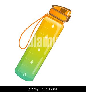 Illustration vectorielle d'une bouteille d'eau de style dessin animé. Gobelet écologique réutilisable pour le sport, la salle de sport et les voyages. Illustration de Vecteur