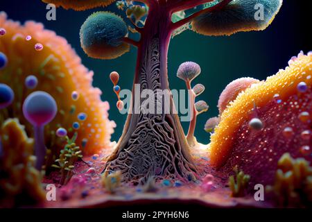 Microbes colorés de différentes formes Banque D'Images