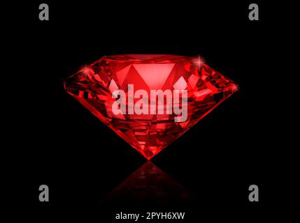 Rouge diamant sur fond noir Banque D'Images