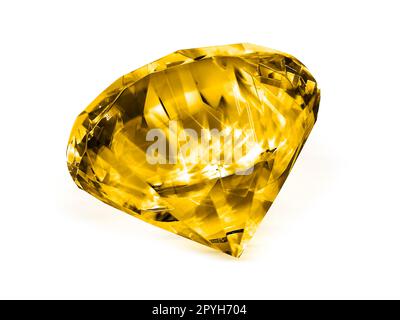 Jaune diamant sur fond blanc Banque D'Images