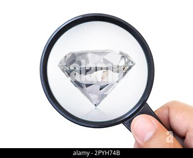 Pierres précieuses. Bijoutier vérifiant diamant poli. Diamants de taille carat. Commerce et négociation de diamants. Nivellement en losange non serré. Pierres précieuses Banque D'Images