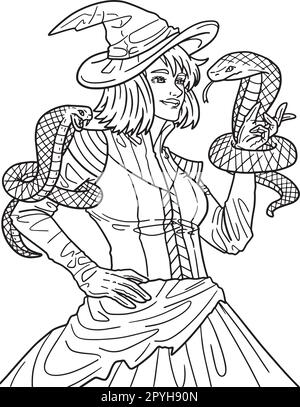 Halloween Snake Tamer page de coloriage isolée Illustration de Vecteur