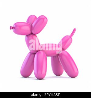 Illustration de rendu de chien ballon rose 3D isolée sur fond blanc Banque D'Images