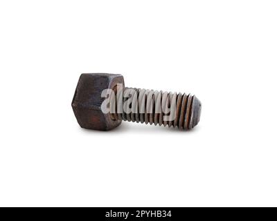 Anciens écrous et boulons sur fond blanc Banque D'Images