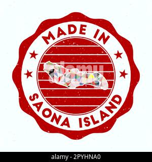 Fabriqué sur l'île de Saona. Timbre rond de l'île. Sceau de l'île de Saona avec forme de bordure. Badge vintage avec texte circulaire et étoiles. Illustration vectorielle. Illustration de Vecteur