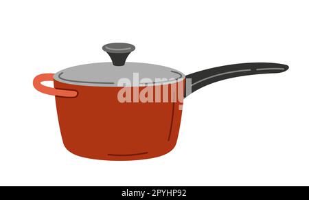 Pot avec autocollant à poignée longue Illustration de Vecteur