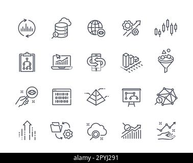Les icônes de l'analyse des données Illustration de Vecteur