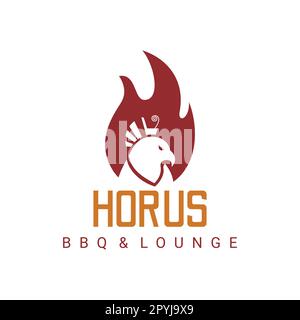 Logo de Horus BBQ et longue. Illustration vectorielle du concept de logo plat. Illustration de Vecteur