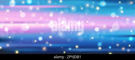 Fond violet avec bokeh et paillettes. Paillettes dorées et étoiles scintillent sur un ciel de nuit piquant. Papier peint brillant rêvant. Illustration vectorielle Illustration de Vecteur