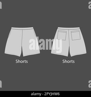 Dessin technique de mode pour les shorts pour hommes en graphique vectoriel. Short CAD maquette Illustration de Vecteur