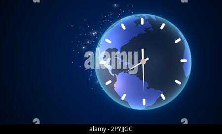 Journée des heures de la terre avec horloge tournante Banque D'Images