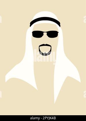 Motif simple de l'homme avec barbe portant un foulard et des lunettes de soleil Illustration de Vecteur