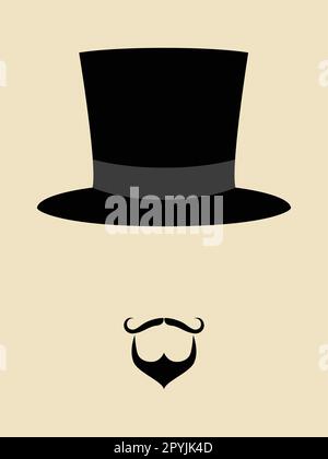 Symbole d'un homme avec moustache hippster et barbe portant un chapeau vintage Illustration de Vecteur
