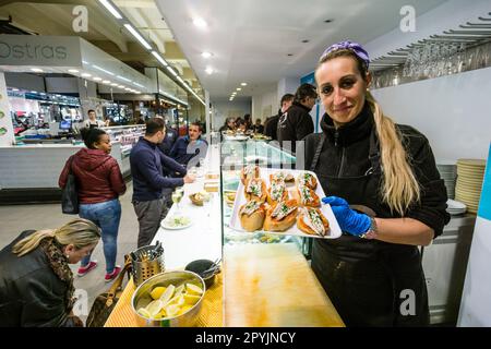 Le bar del Peix, Mercado del Olivar, Palma, Majorque, Îles Baléares, Espagne Banque D'Images