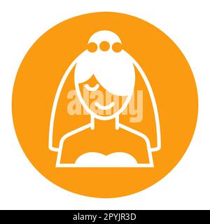 Icône de glyphe isolé de mariée. Illustration vectorielle, éléments romantiques. Autocollant, patch, badge, carte de mariage, Valentin Banque D'Images