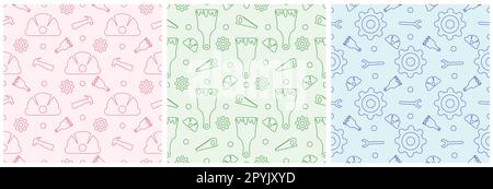 Ensemble de l'illustration de la conception du motif sans couture Happy Labor Day avec différentes professions dessinées à la main Banque D'Images