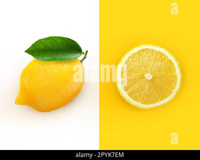 Mise en page créative au citron. Pose à plat. Concept alimentaire Banque D'Images
