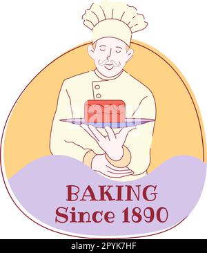Emblème de boulangerie, pâtisserie depuis 1890 étiquette pour la pâtisserie Illustration de Vecteur