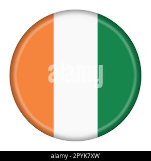 Côte Divoire Côte d'Ivoire drapeau bouton 3D illustration avec chemin de coupure Banque D'Images