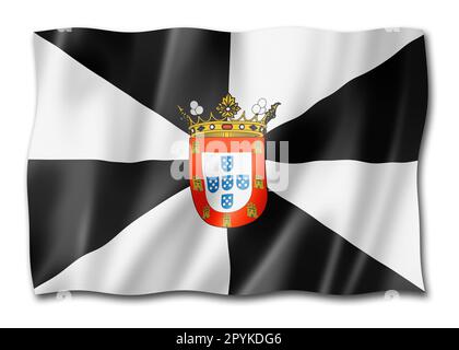 Drapeau de la province de Ceuta, collection de banderoles en Espagne. Illustration 3D Banque D'Images